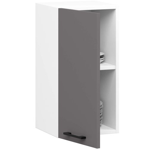 Armoires De Cuisine Haute W30 Oliwia Blanc, Gris Graphite 30 Cm 1 Porte 2 Étagères 30x30x58 Cm