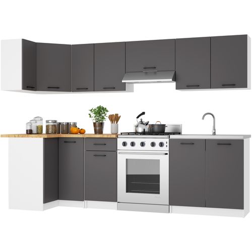 Armoires De Cuisine Akord D'angle Haute W60 Oliwia Blanc, Gris Graphite 1 Porte 60x30x58 Cm