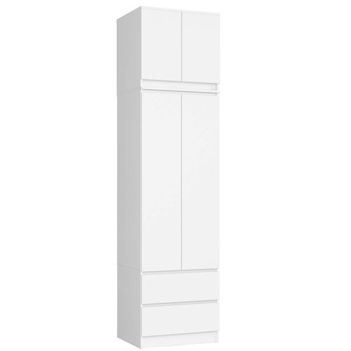 Akord Armoire Avec Surmeuble 2 Portes 2 Tiroirs Blanc 60x51x234