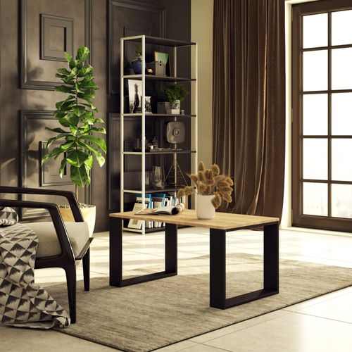 Table Basse Nox Chêne Sonoma 92 Cm Pieds Noirs 92x53x45 Cm