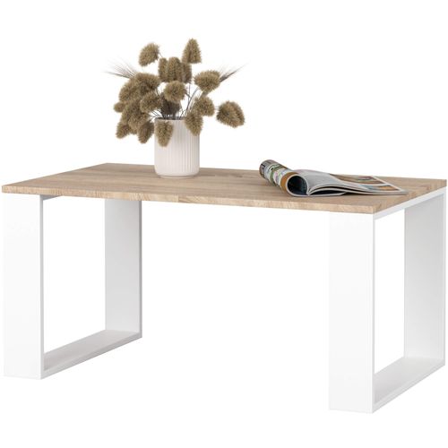 Table Basse Nox Chêne Sonoma 92 Cm Pieds Blancs 92x53x45 Cm
