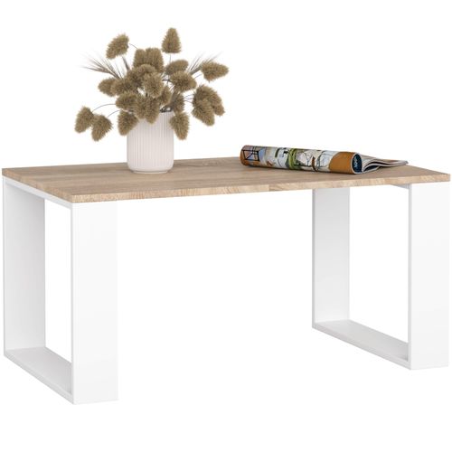 Table Basse Nox Chêne Sonoma 92 Cm Pieds Blancs 92x53x45 Cm
