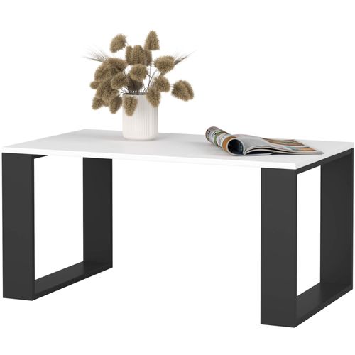 Table Basse Nox Blanche 92 Cm Pieds Noirs 92x53x45 Cm