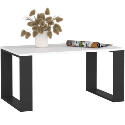 Table Basse Nox Blanche 92 Cm Pieds Noirs 92x53x45 Cm