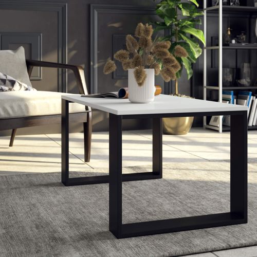 Table Basse Nox Blanche 92 Cm Pieds Noirs 92x53x45 Cm