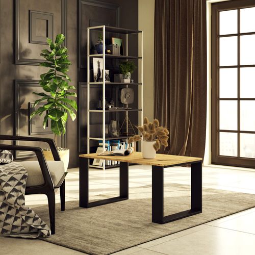 Table Basse Nox Chêne Artisan 92 Cm Pieds Noirs 92x53x45 Cm