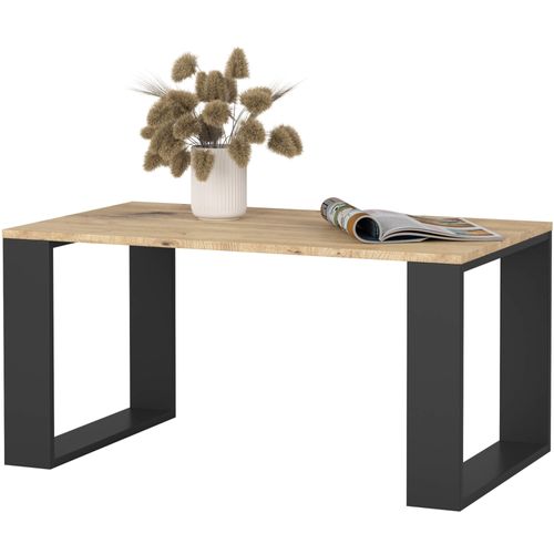 Table Basse Nox Chêne Artisan 92 Cm Pieds Noirs 92x53x45 Cm