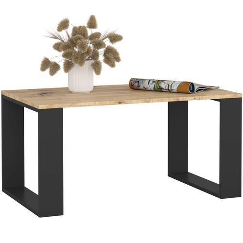 Table Basse Nox Chêne Artisan 92 Cm Pieds Noirs 92x53x45 Cm