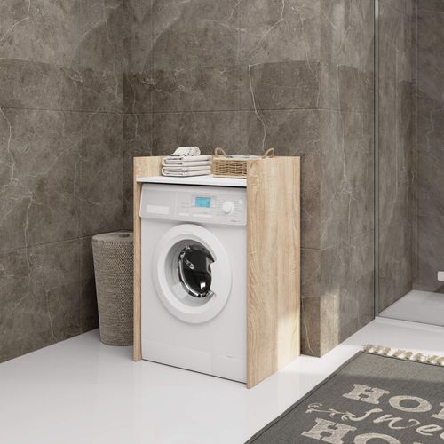 Meuble Pour Lave-linge Fin Chêne Sonoma, Blanche 64 Cm 1 Étagère 64x50x98 Cm
