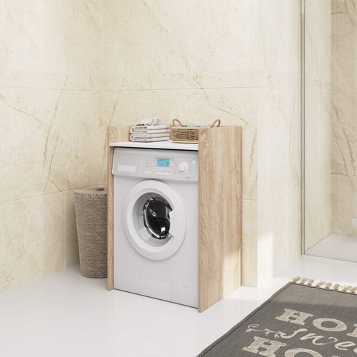 Meuble Pour Lave-linge Fin Chêne Sonoma, Blanche 64 Cm 1 Étagère 64x50x98 Cm