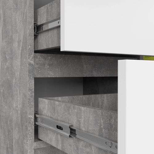 Akord Buffet Jerry 1 Porte 3 Tiroirs Béton/blanc 80x35x77