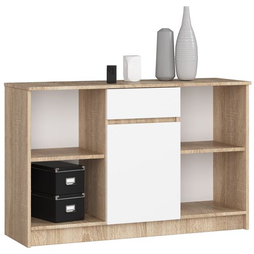 Akord Dressoir 1 Tiroir 1 Porte Chêne Sonoma Et Blanc 120x40x77