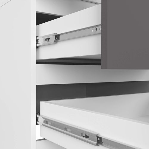 Akord Armoire Avec Surmeuble 2 Portes 2 Tiroirs Blanc/gris Graphite 60x51x234