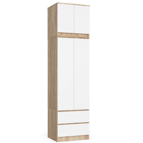 Akord Armoire Avec Surmeuble 2 Portes 2 Tiroirs Chêne Sonoma/blanc 60x51x234