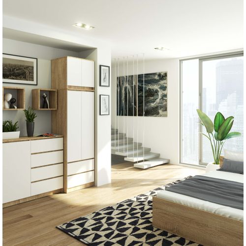 Akord Armoire Avec Surmeuble 2 Portes 2 Tiroirs Chêne Sonoma/blanc 60x51x234