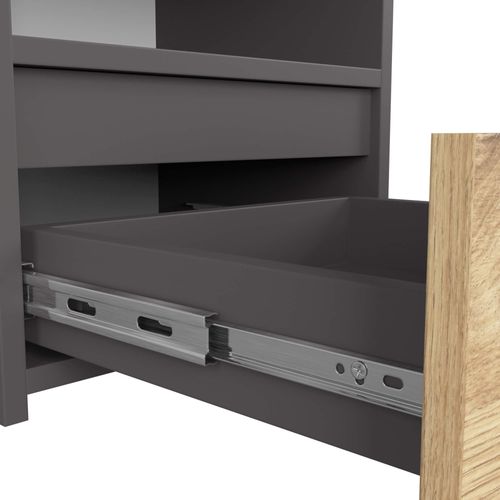 Akord Chevet De Rangement Gris Graphite Et Chêne Artisan Style Moderne 40x35x40
