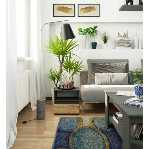 Akord Chevet De Rangement Gris Graphite Et Chêne Artisan Style Moderne 40x35x40