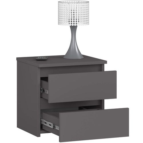 Akord Chevet 2 Tiroirs Graphite Brillant 40x35x40