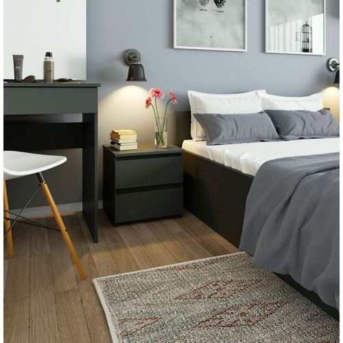 Akord Chevet 2 Tiroirs Graphite Brillant 40x35x40