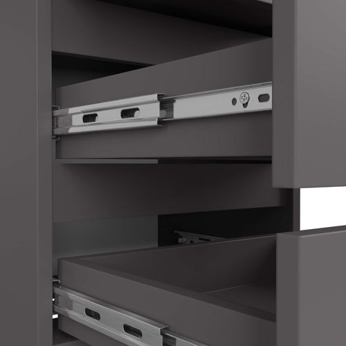 Akord Chevet Bas De Rangement Finition Graphite Brillant Style Contemporain 40x35x57