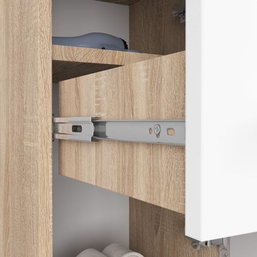 Akord Colonne Salle De Bain 2 Portes 1 Tiroir Chêne Sonoma Blanc 30x30x85