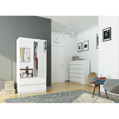 Akord Armoire 2 Portes 2 Tiroirs 2 Miroirs Chêne Artisan 90x51x180