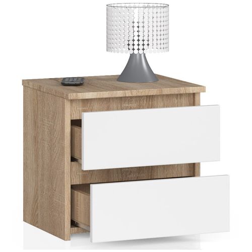 Akord Chevet 2 Tiroirs Chêne Sonoma/blanc 40x35x40