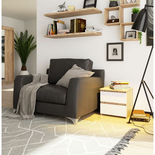 Akord Chevet 2 Tiroirs Chêne Sonoma/blanc 40x35x40