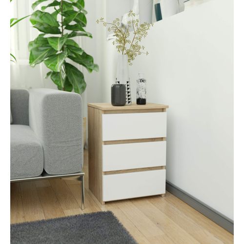 Akord Chevet Bas De Rangement Chêne Sonoma Et Blanc Style Moderne 40x35x57