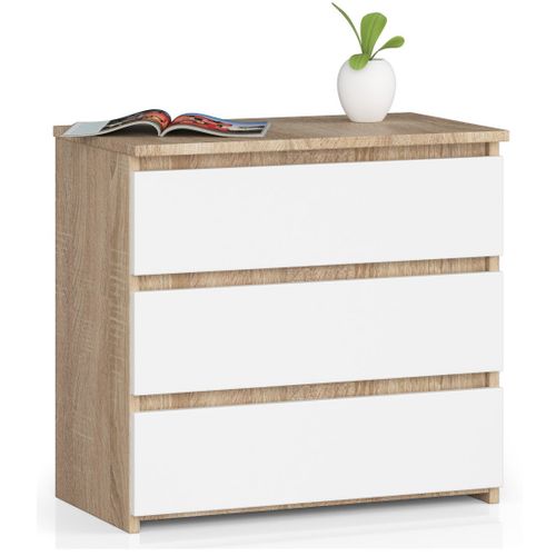 Akord Commode 3 Tiroirs Chêne Sonoma/blanc 60x35x57