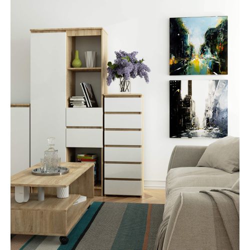 Akord Commode Haute Chêne Sonoma/blanc 40x35x109