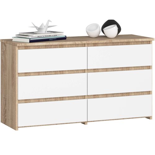 Akord Commode 6 Tiroirs Chêne Sonoma/blanc 100x35x57