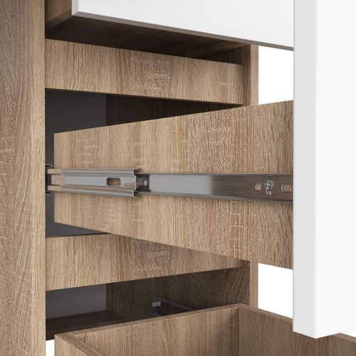 Akord Bureau 3 Tiroirs Droit Chêne Sonoma Et Blanc 90x50x77