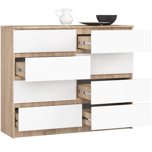 Akord Commode De Rangement à Tiroirs Chêne Sonoma/blanc 120x40x99