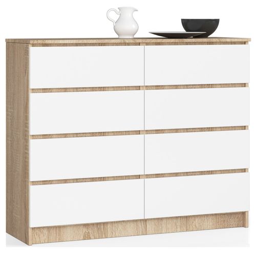 Akord Commode De Rangement à Tiroirs Chêne Sonoma/blanc 120x40x99
