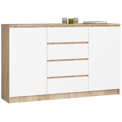 Akord Buffet 2 Portes 4 Tiroirs Chêne Sonoma/blanc 160x40x99