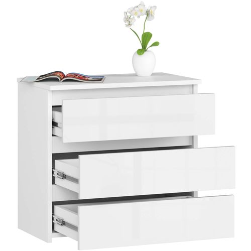Akord Commode 3 Tiroirs Blanc/blanc Brillant 60x35x57