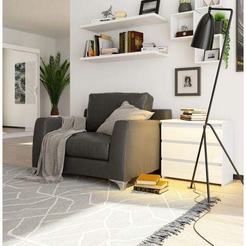 Akord Commode 3 Tiroirs Blanc/blanc Brillant 60x35x57