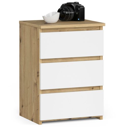 Akord Chevet Bas De Rangement Chêne Artisan Et Blanc Design Moderne 40x35x57