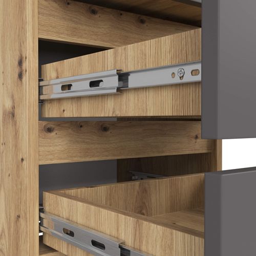 Akord Chevet Bas De Rangement Chêne Artisan Et Gris Graphite Style Industriel 40x35x57