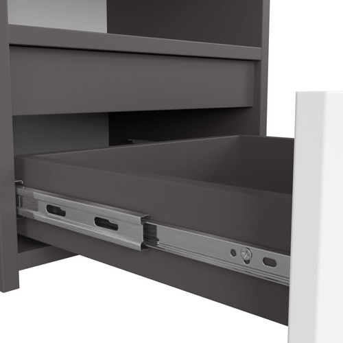 Akord Chevet De Rangement Gris Graphite Et Blanc Style Moderne 40x35x40