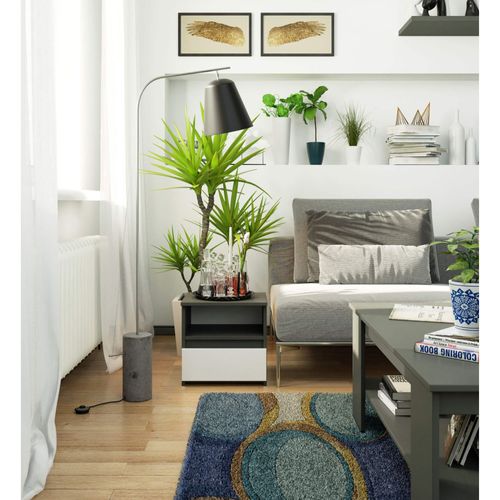 Akord Chevet De Rangement Gris Graphite Et Blanc Style Moderne 40x35x40