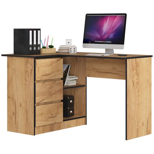 Akord Bureau D'angle 3 Tiroirs Gauche Chêne Craft 124x85x77