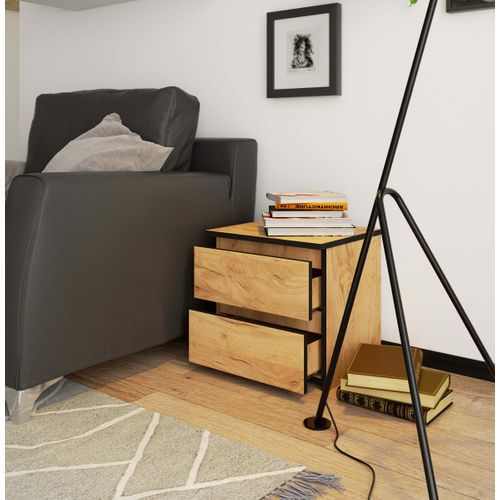 Akord Chevet 2 Tiroirs Chêne Craft 40x35x40