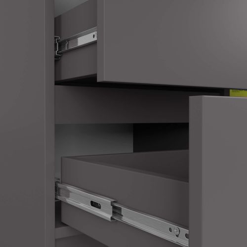 Akord Buffet Jerry 1 Porte 3 Tiroirs Graphite Brillant 80x35x77