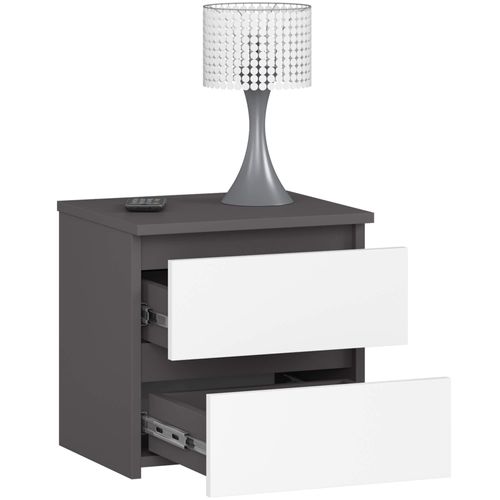 Akord Chevet 2 Tiroirs Gris Graphite/blanc 40x35x40