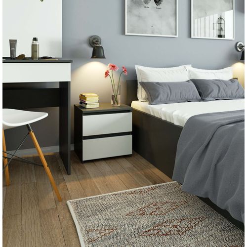 Akord Chevet 2 Tiroirs Gris Graphite/blanc 40x35x40