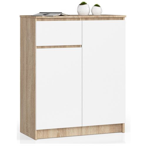 Akord Commode 2 Portes 1 Tiroir Chêne Sonoma Blanc 80x40x99