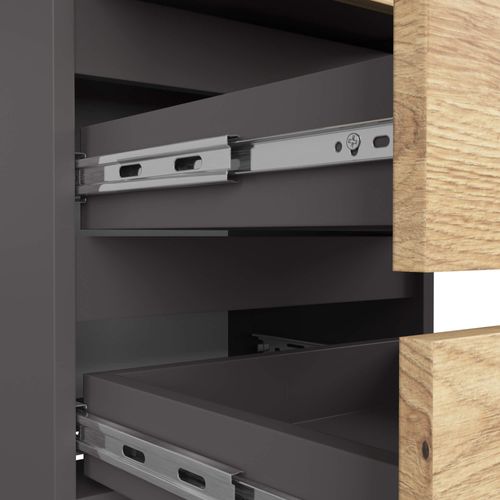 Akord Chevet Bas De Rangement Gris Graphite Et Chêne Artisan Style Moderne 40x35x57