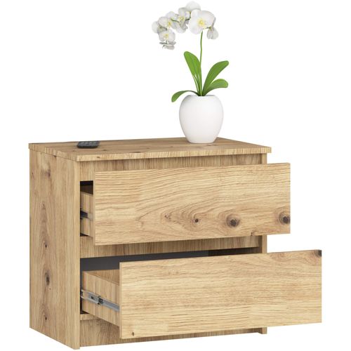 Akord Chevet 2 Tiroirs Chêne Artisan 60x40x55